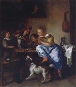 Jan Steen Children teaching a cat to dance France oil painting reproduction